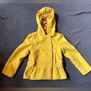 Dollhouse Girls Yellow Hooded Peacoat Bow Accent Lined Fleece Size 6x